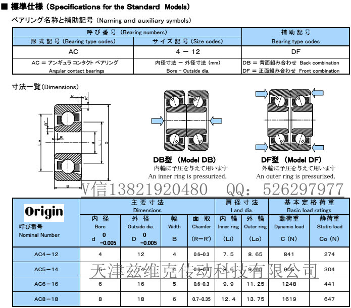 ORIGIN角接觸球軸承